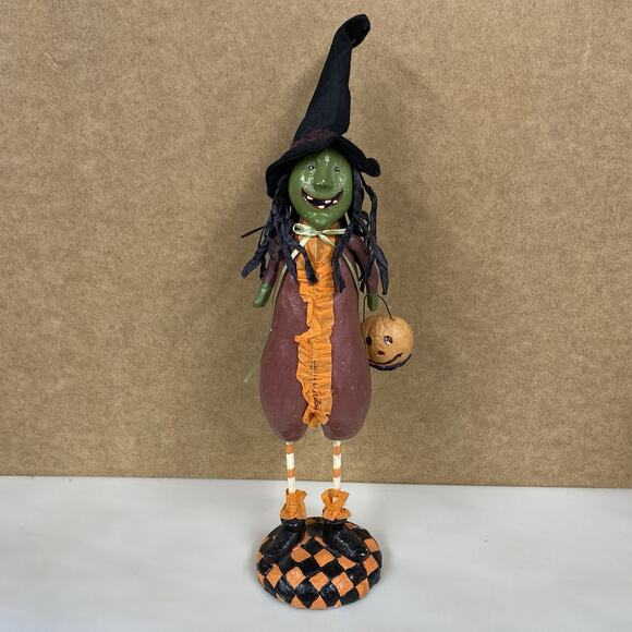 Green Witch Statue Figurine Jack O Lantern Pumpkin Halloween Decor - READ - Picture 1 of 13